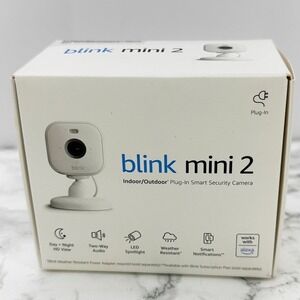 White Blink Mini 2 Indoor Outdoor 1080P Plug-in Smart Security Camera New 1 Unit